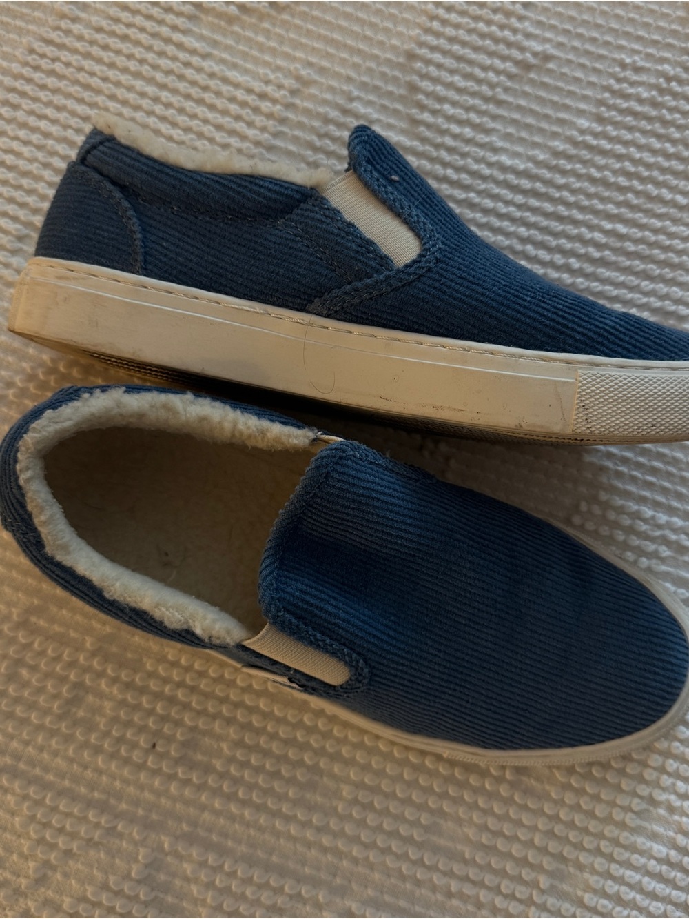 Blue Corduroy Slip-On Sneakers